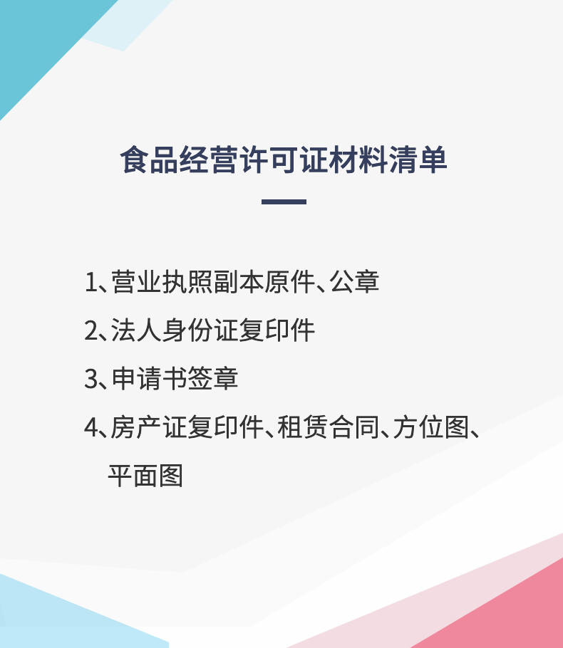 办理食品经营许可证材料清单