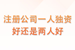注册公司，一人独资好还是两人好？
